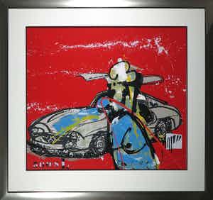Herman Brood - Zeefdruk, 300SL - Ingelijst (Zeer groot) verkocht voor € 450!