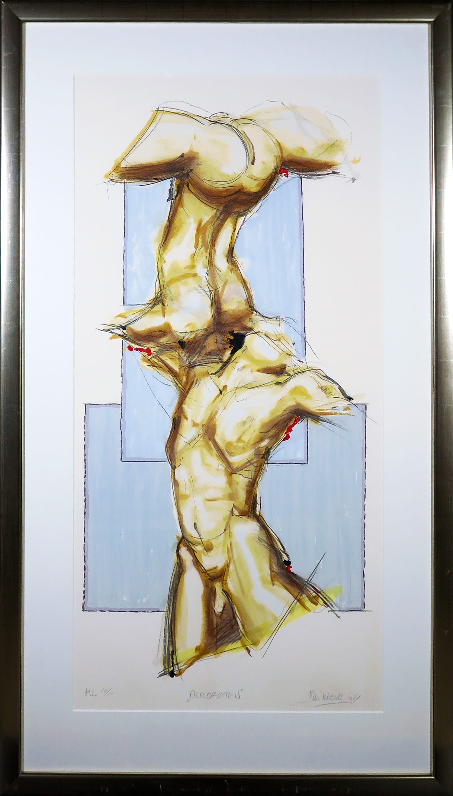 Kees Verkade - Zeefdruk, Acrobaten - Ingelijst (Zeer groot) verkocht voor € 1!