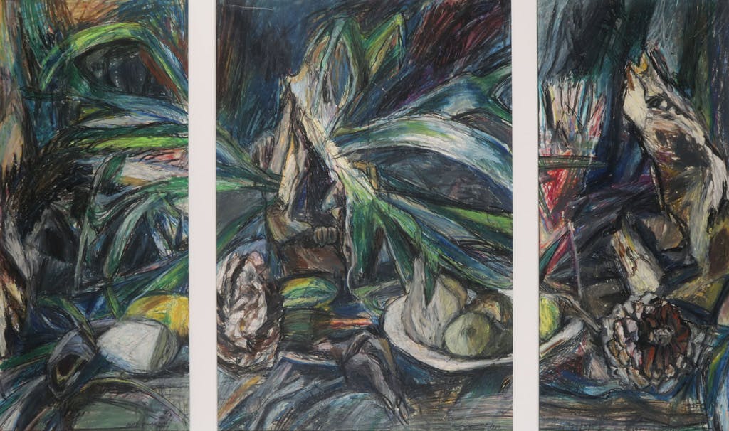 Marja de Raadt - Marja de Raadt: Gemengde techniek, Hertshoornvaren - Ingelijst (Zeer groot) kopen? Bied vanaf 50!