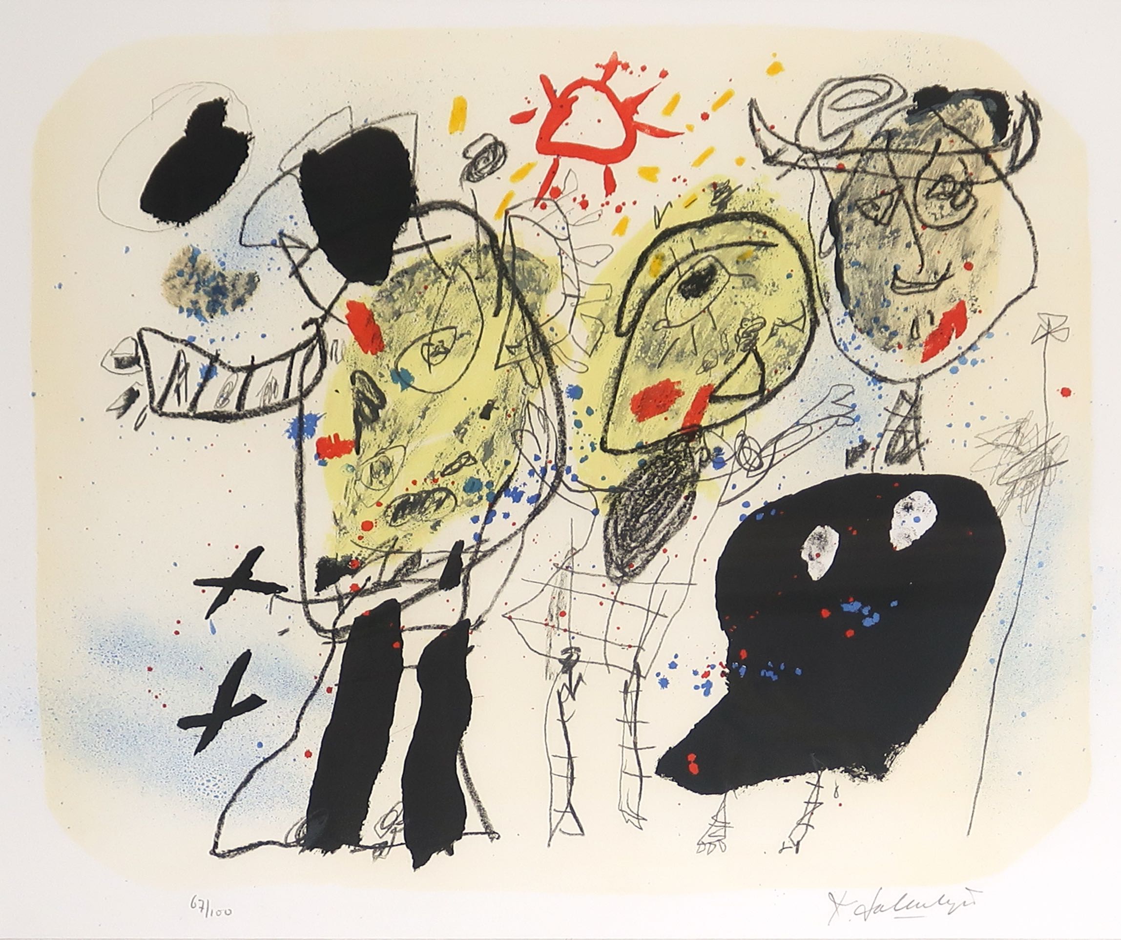 Kees Salentijn - Zeefdruk, Tres Hombrecitos - Ingelijst kopen? Bied vanaf 35!