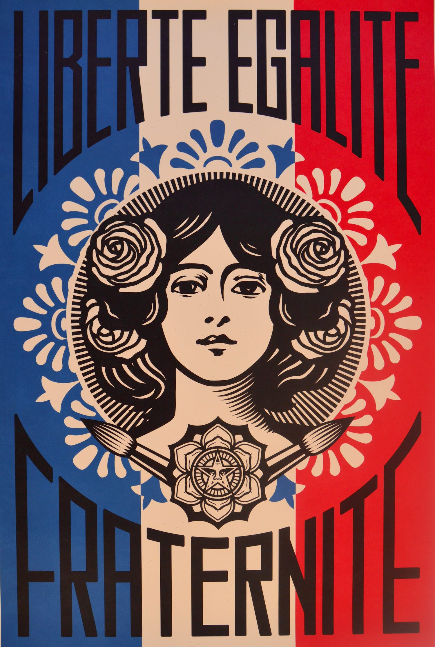 Shepard Fairey - LIBERTÉ, ÉGALITÉ, FRATERNITÉ - gesigneerd vendu pour 1€ !