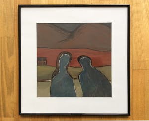 Irene Joffroy - Twee figuren in landschap - olieverf op papier, ingelijst kopen? Bied vanaf 25!