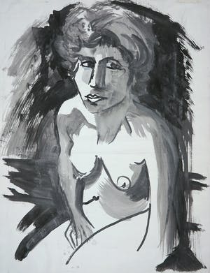 Joe Wols - Aquarel op papier, Dame naakt kopen? Bied vanaf 1!