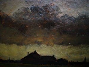 Jan de Boer - Zaans "Tonalist" - olieverf - Herfst Landschap met boerderijen - gesigneerd kopen? Bied vanaf 10!