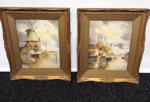 Hermanus Koekkoek (jr.) - twee schitterende aquarellen (50x40 cm) verkocht voor € 550!