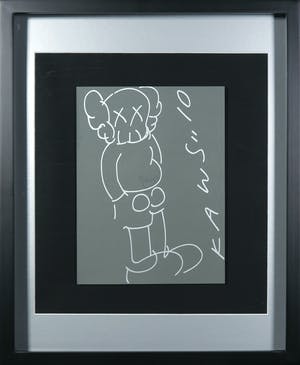KAWS - Tekening in zilveren stift + oeuvrecatalogus 1993-2010 kopen? Bied vanaf 1!