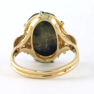 14k gouden ring bezet met lapislazuli - ringmaat 18(56) kopen? Bied vanaf 180!