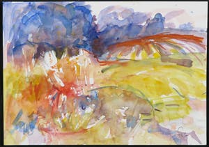 Franscz Witte - Lot van drie aquarellen, Voorstellingen in geel, rood en blauw kopen? Bied vanaf 1!