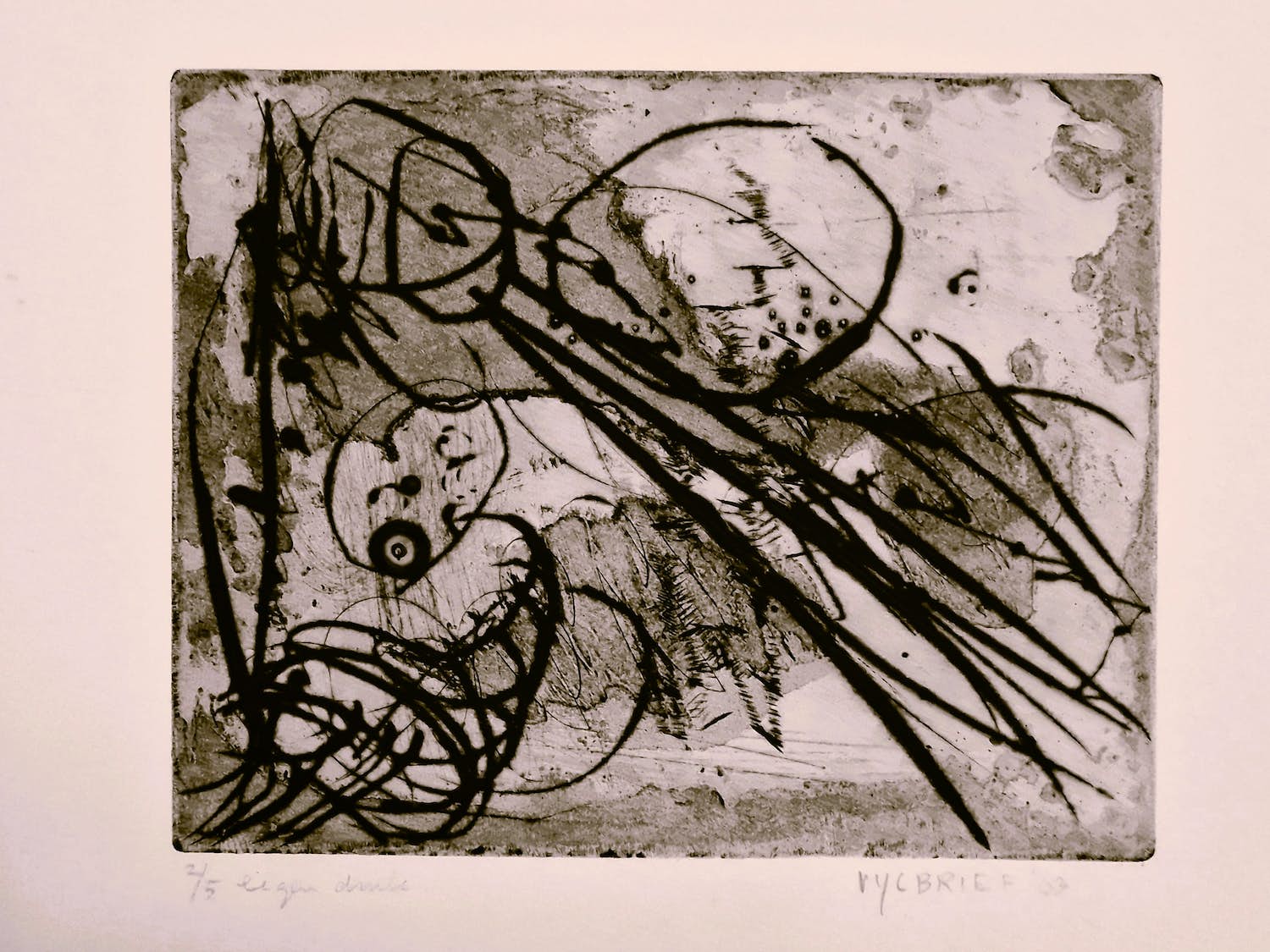 Ernst Vijlbrief - Unica 2/5 eigen druk Ets - Zonder titel. - 1963 - potloodgesigneerd verkocht voor € 40!