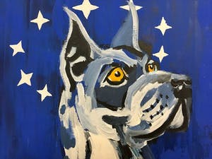 Ivo Kamphuis - Acryl op doek. Titel, "Duitse dog". kopen? Bied vanaf 80!