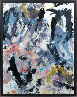 Fred Sieger - Gemengde techniek op papier, Abstracte compositie - Ingelijst kopen? Bied vanaf 50!