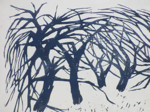 Har Sanders - Landschap met bomen - Linosnede kopen? Bied vanaf 50!