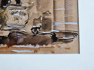 Otto Dicke - 1945 "bevrijdings" aquarel "rood wit blauwe preekstoel Grote Kerk Dordrecht" kopen? Bied vanaf 82!