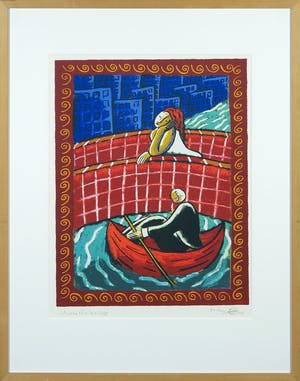 Jacques Tange - Zeefdruk, Under the bridge - Ingelijst kopen? Bied vanaf 50!