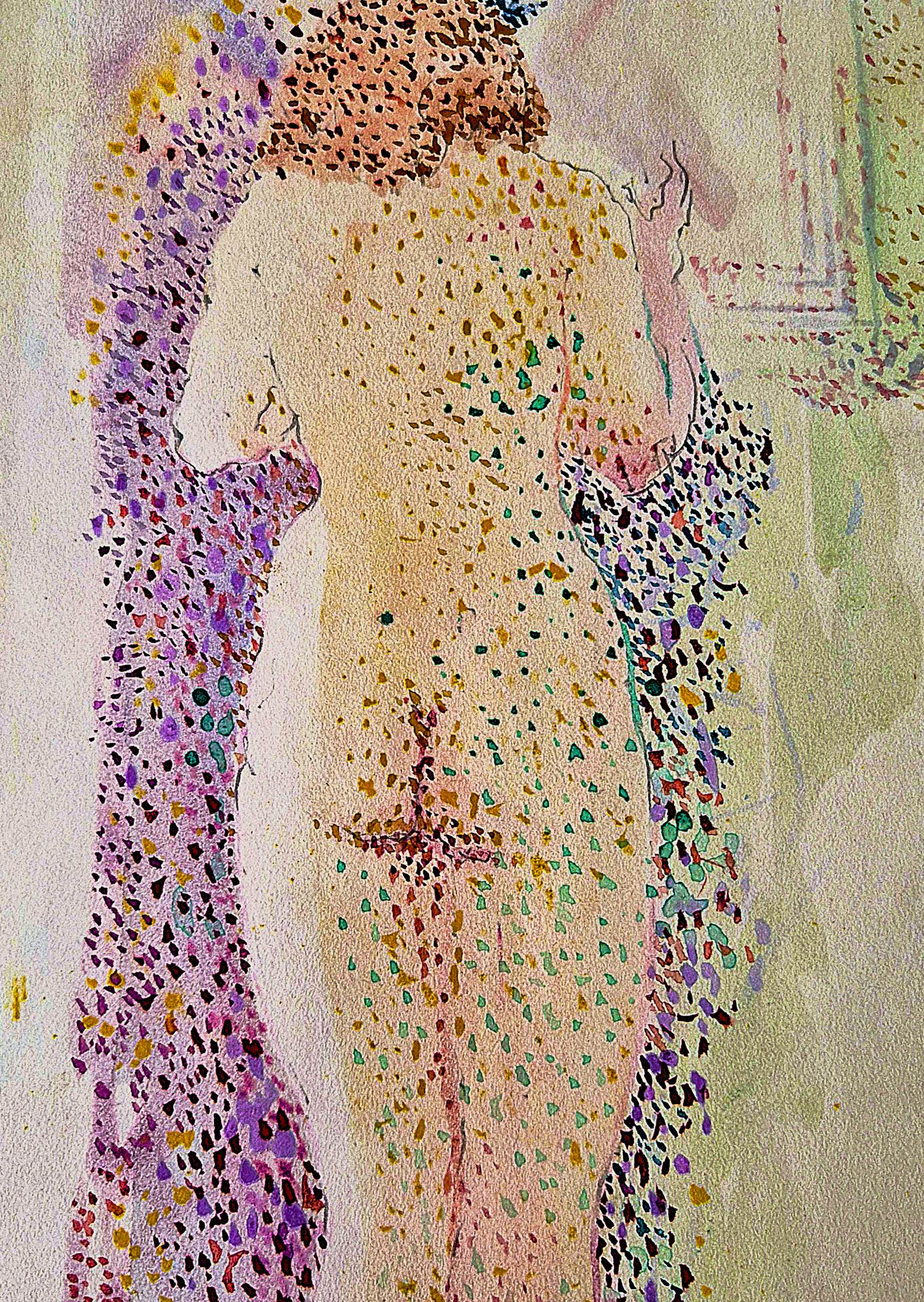 Theo Beerendonk - Bijzonder in 1967 pointillistisch geschilderd vrouwelijk naakt - mooi gelijst! kopen? Bied vanaf 181!