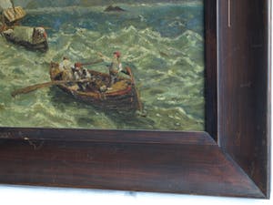 Niet of onleesbaar gesigneerd - Olieverf op doek , “Zeegezicht” – ingelijst , 69 x 89 cm kopen? Bied vanaf 10!