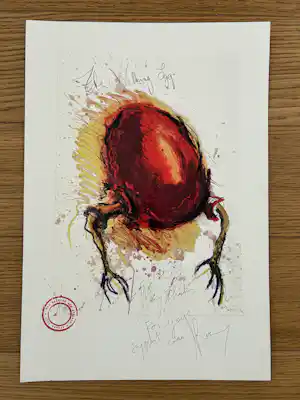 Koen Vanmechelen - The Walking Egg - zeldzaam met unieke handgeschreven boodschap van de kunstenaar vendu pour 800€ !