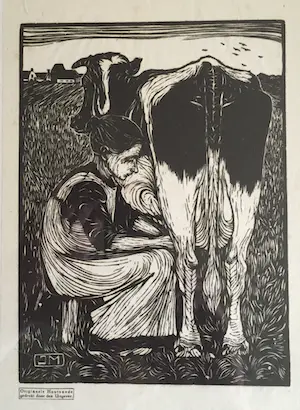 Jan Mankes - Houtsnede Koemelkster kopen? Bied vanaf 120!