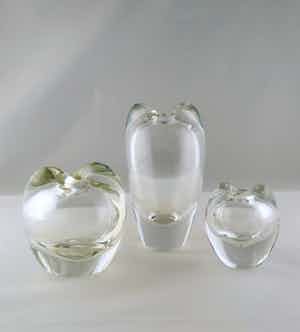 Floris Meydam - Glas, Drie blankglazen vaasjes voor Glasfabriek Leerdam verkocht voor € 1!