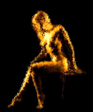 Niet of onleesbaar gesigneerd - Zittend naakt in goud op zwart (fraai gelijst) kopen? Bied vanaf 1!