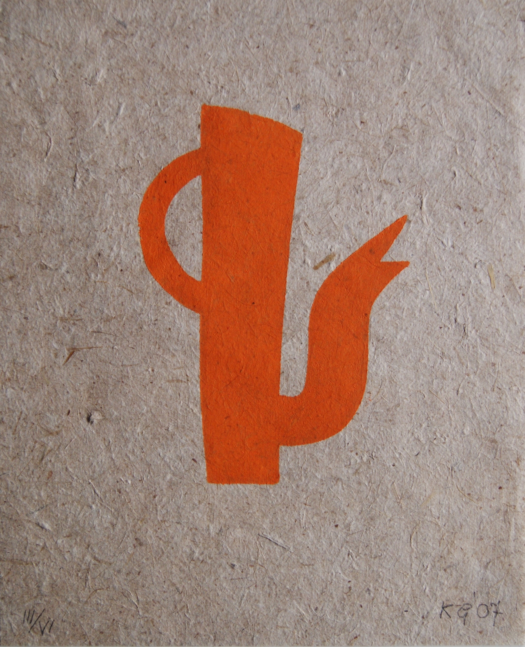 Klaas Gubbels - houtdruk 'Oranje kan' - 2007 - oplage III/VI verkocht voor € 265!