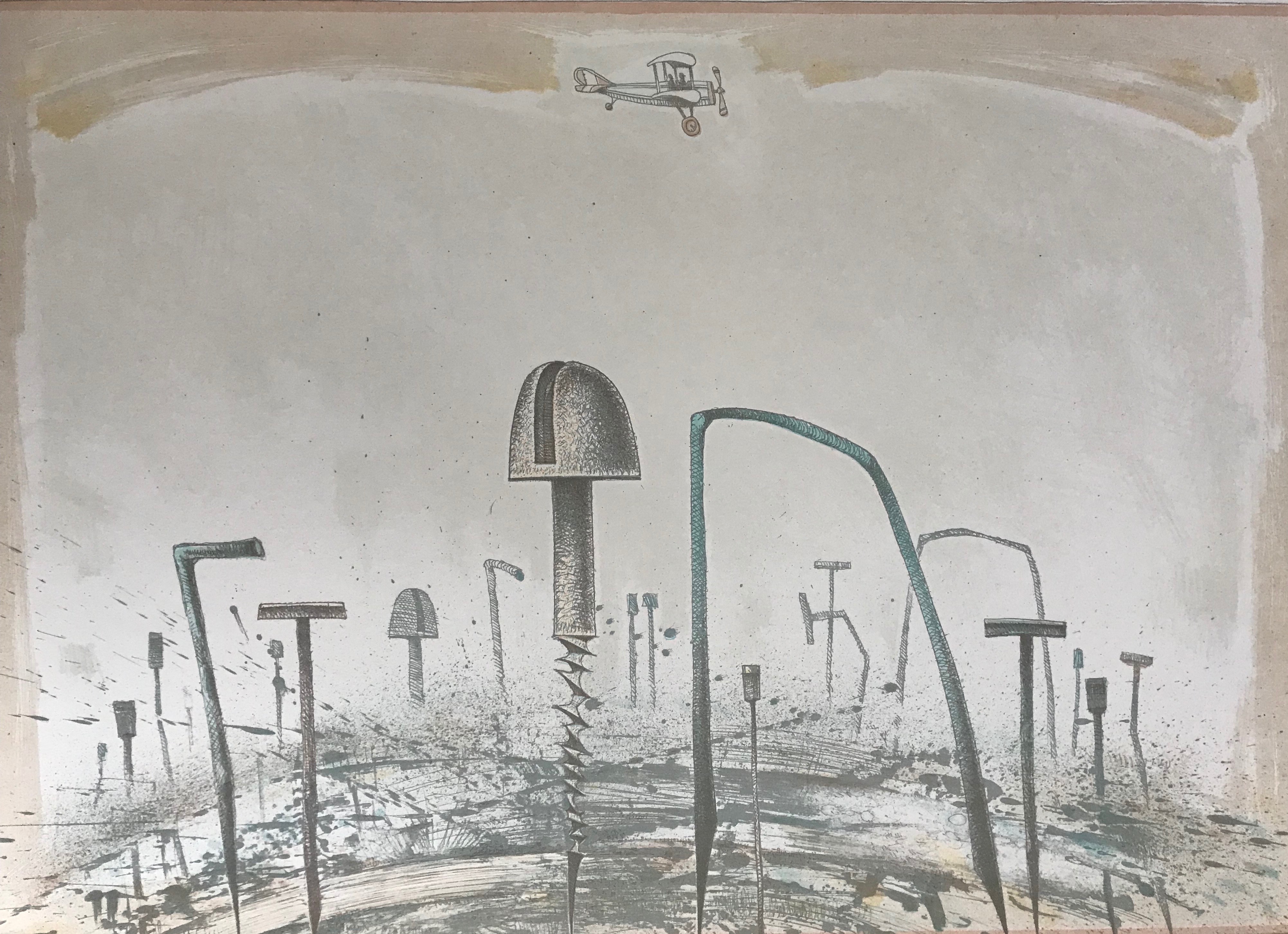 Jurjen Ravenhorst - 'Wonhenge' - Lithografie - Gesigneerd - 8/40 verkocht voor € 65!