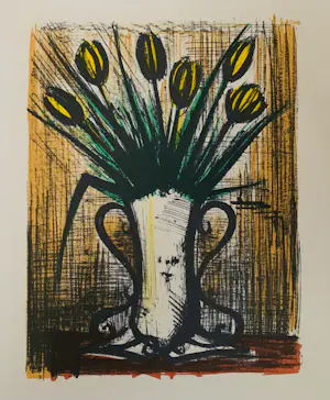 Bernard Buffet - Bouquet de tulipes jaunes, 1965. Lithografie. kopen? Bied vanaf 25!