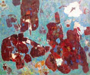 Willem Boon - Symphony in blue, olieverf op doek (ingelijst, groot!) verkocht voor € 995!