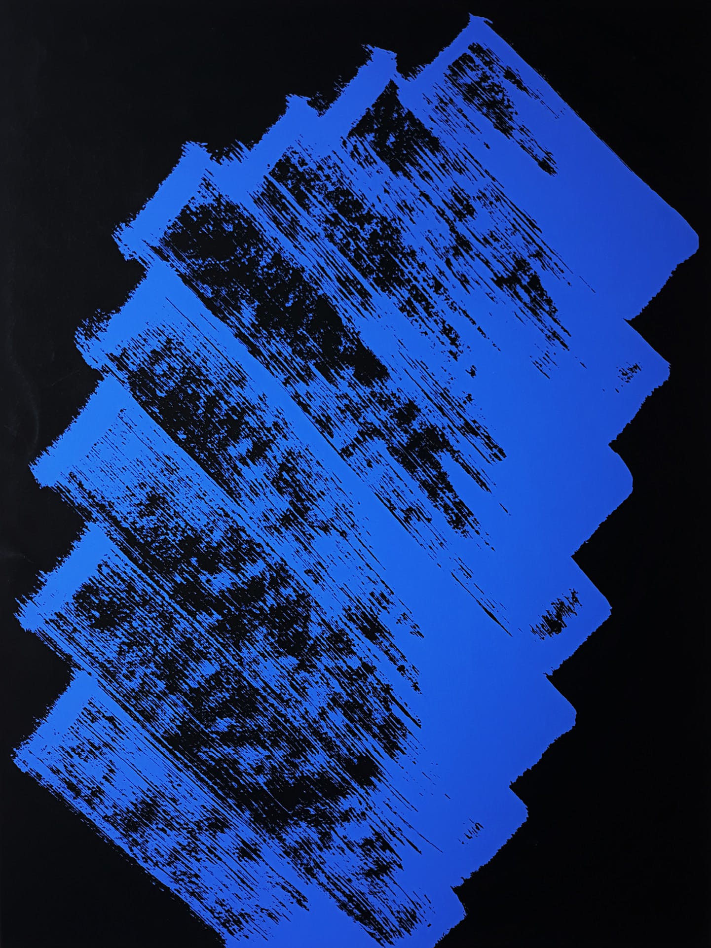 Willem Hussem - Compositie in blauw op zwart, zeefdruk verkocht voor € 275!