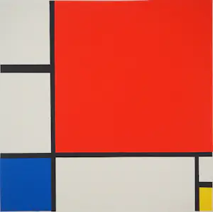 Piet Mondriaan - Compositie II in rood, blauw en geel, Gesigneerde lithografie - Certificaat kopen? Bied vanaf 129!