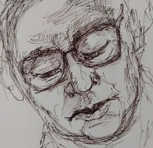 Janus Nuiten - Uniek Zelfportret - Adrianus (Janus) Nuiten (1929-2014) - Vroege pentekening kopen? Bied vanaf 50!
