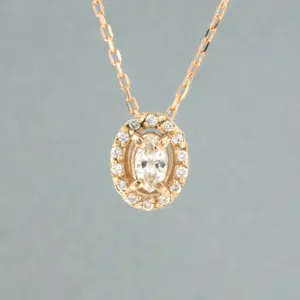 14k rosegouden collier met hanger met markies en briljant geslepen diamant kopen? Bied vanaf 230!