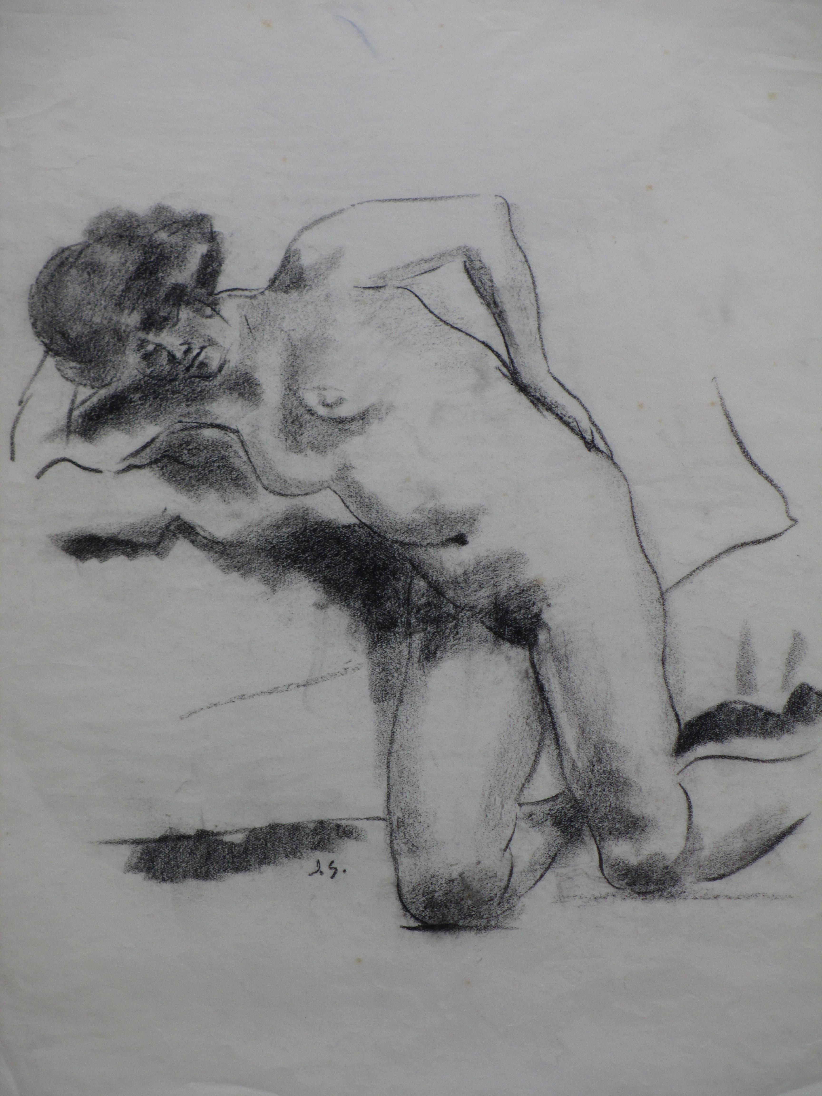 Niet of onleesbaar gesigneerd - Zittend Naakt - Tekening kopen? Bied vanaf 1!