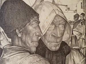Willem van den Berg - Typische WvdB lithografie "Urk Vissermannen" potloodgesigneerd kaufen? Bieten Sie von 34!