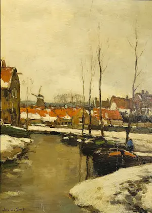 Louis Willem van Soest - Sfeervol winters dorpsgezicht. kopen? Bied vanaf 400!