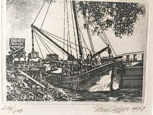 Wim Zwiers - "Havengezicht", Ets verkocht voor € 40!