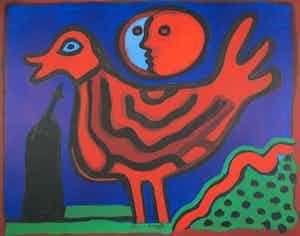Corneille - Litho, Le coq rouge verkocht voor € 200!