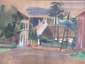 Hein Stork - Frans dorpsgezicht - Gemengde techniek kopen? Bied vanaf 45!