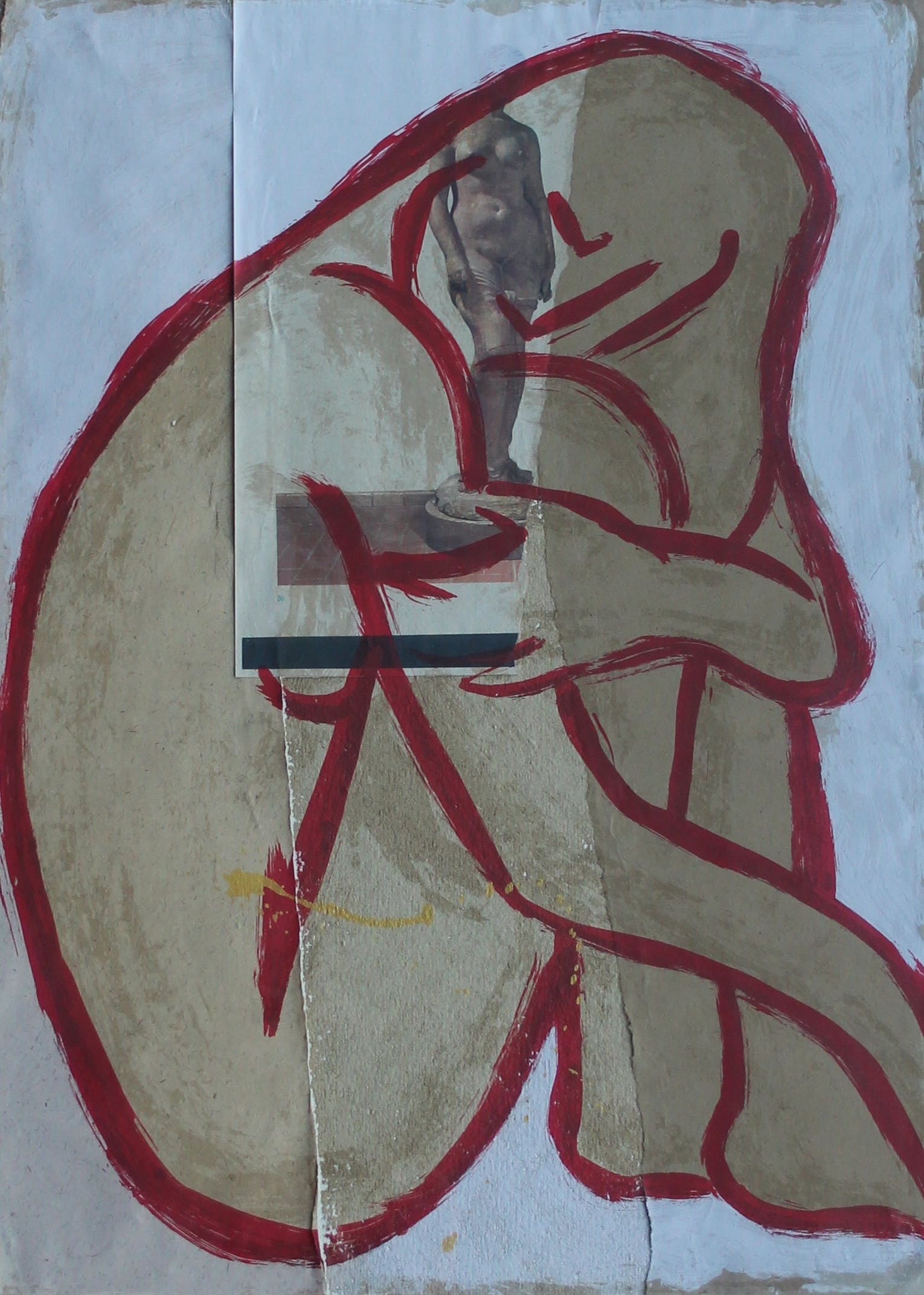 Casper Faassen - ingelijste, handbewerkte, zeefdruk/collage: vrouwelijk naakt - 1999 verkocht voor € 325!