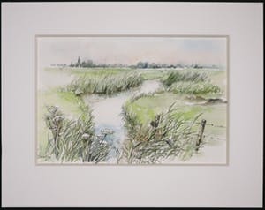 Coraline Backer - Lot van één aquarel en twee offset prints, Landschappen kopen? Bied vanaf 1!