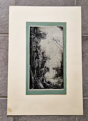 Dirkje Kuik - William (Dirkje) Kuik - gemengde techniek op papier - fantasie landschap kopen? Bied vanaf 109!