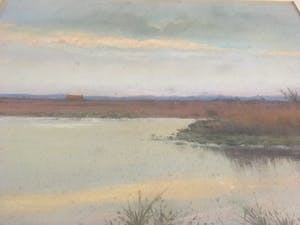Pieter Arie Nijgh - Veenlandschap Twente krijttekening kopen? Bied vanaf 155!