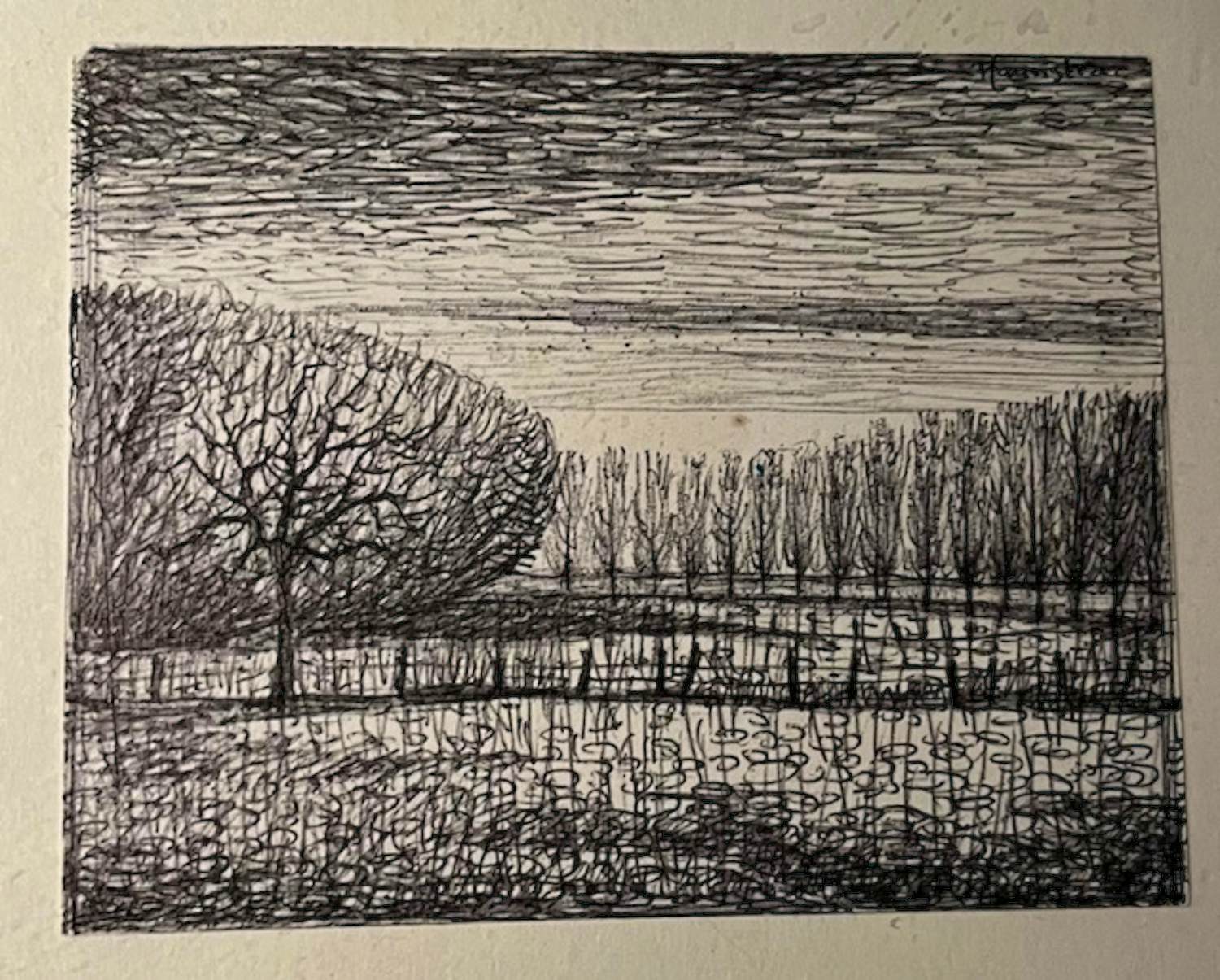 Folkert Haanstra (jr.) - Landschap met populieren verkocht voor € 40!