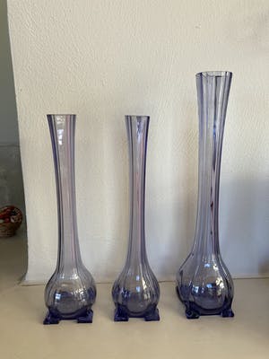 Val-Saint-Lambert - Bijzondere glasitems: 3 solifleur vazen kopen? Bied vanaf 70!