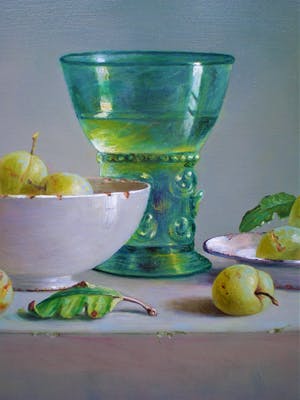 Hans Habraken - Stilleven met roemer en gele pruimen kopen? Bied vanaf 450!