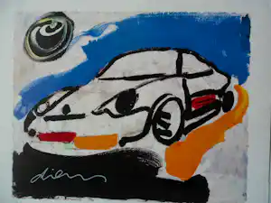 Peter Diem - Zeefdruk. Porsche 3 verkocht voor € 45!