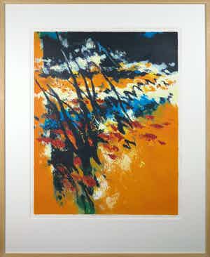 Mattie Schilders - Zeefdruk, Vormende hand van evolutie - Ingelijst (Groot) verkocht voor € 50!