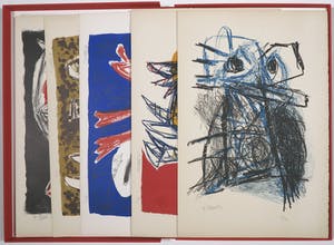 Karel Appel - Cinq lithographies en couleurs met tekst van Hugo Claus, zeer kleine oplage! kopen? Bied vanaf 7500!