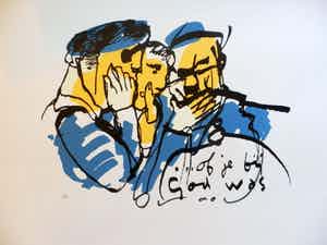 Herman Brood - Kleurenzeefdruk OF JE BIJ GOD WAS Handgesigneerd. verkocht voor € 325!
