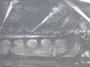 Jan Poortenaar - Zoeklichten boven de Thames - Litho kopen? Bied vanaf 50!